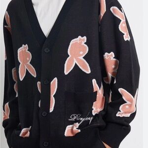 Playboy Black Cardigan with Pink Bunny Design